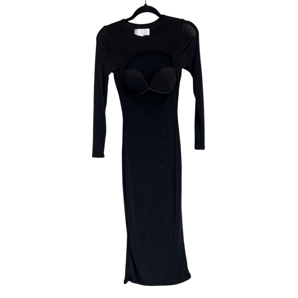 Revolve SER.O.YA Dress Womens XXS Black Bodycon Cutout Bra Long Sleeve Retrofete